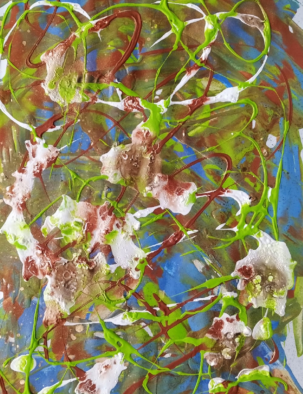 Nature inspired painting of roots reaching deep through living earth